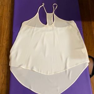 Sheer Cream Asymmetrical Tank Top
